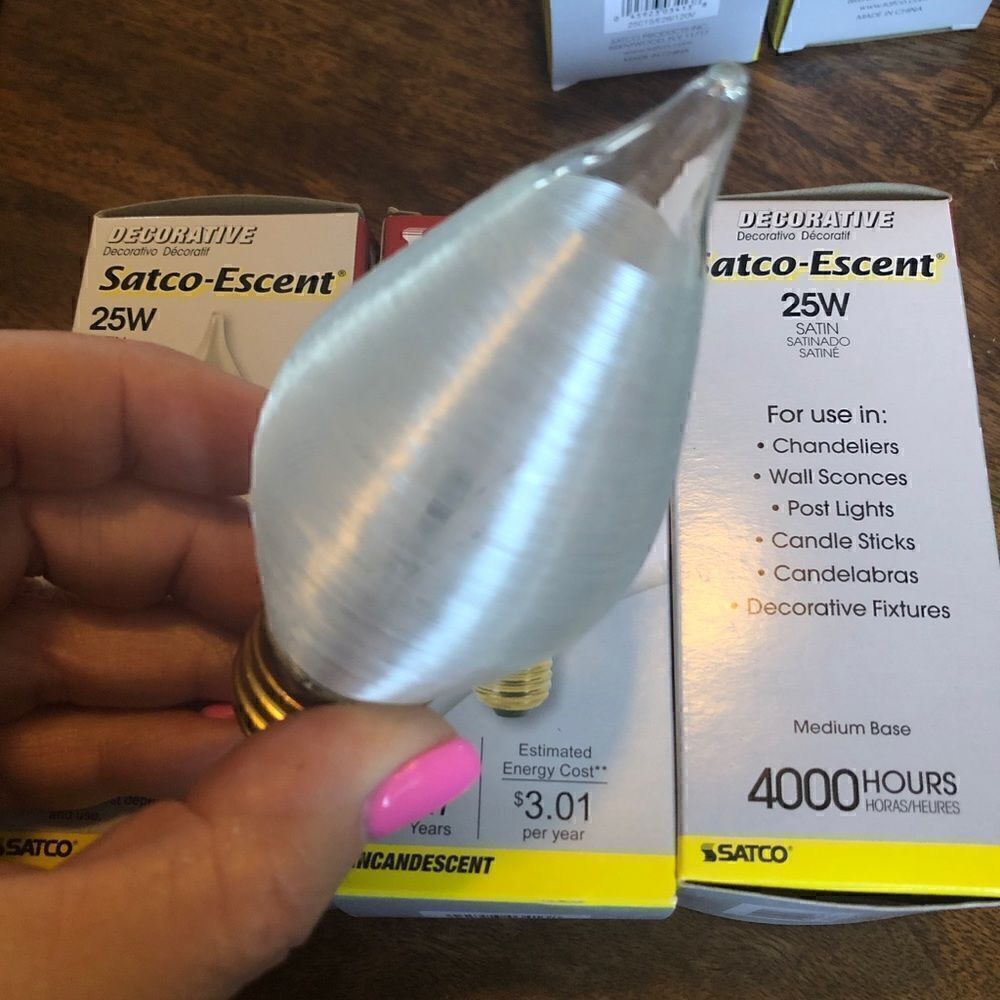 Satco S3413 120V Medium Base 25-Watt C15 Light Bulb, Satin Spun-3 bulbs